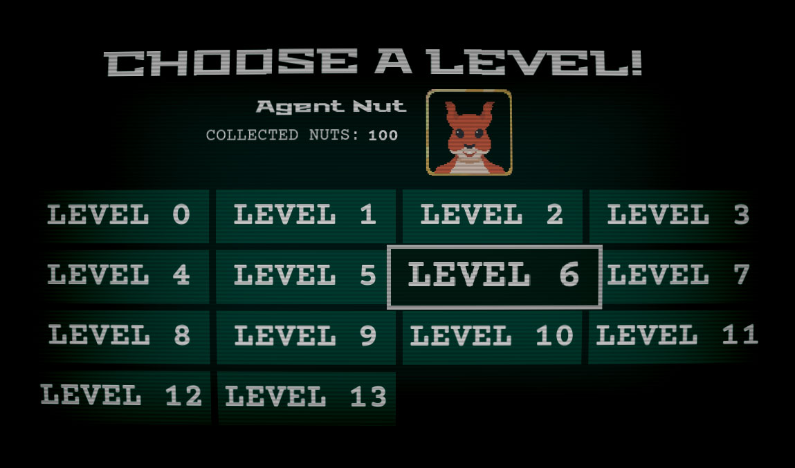 Agent NUT sneaking through a pixel-art mission
