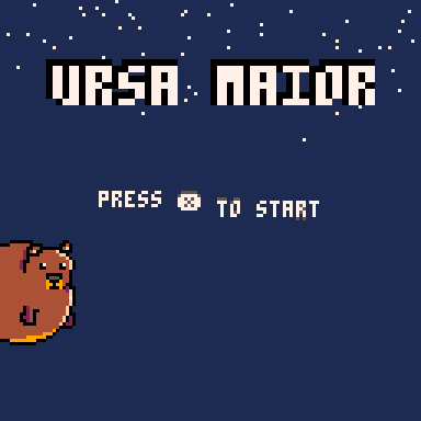 Animated PICO-8 gameplay from URSA MAIOR showing a bear exploring the forest